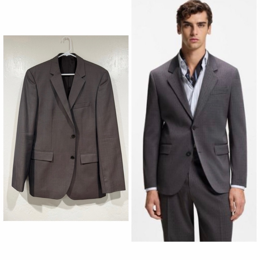 Hugo Boss Brown Wool Silk Blend Blazer size US 42/R